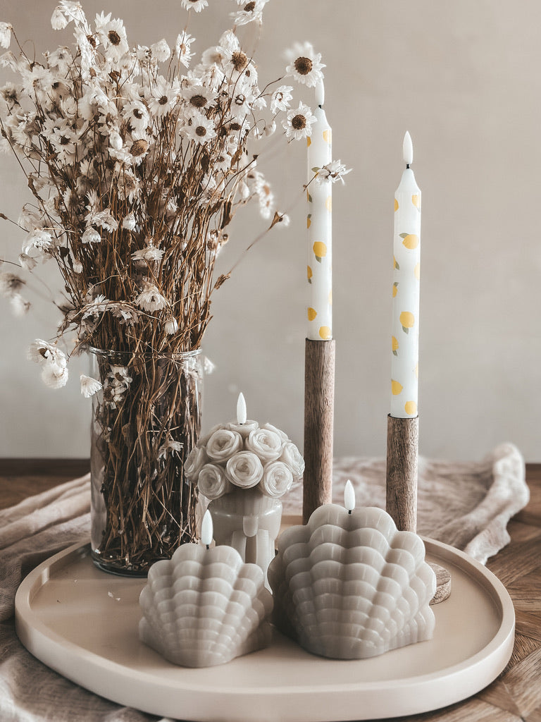 BOEKET BLOEMEN KAARS BEIGE - AB