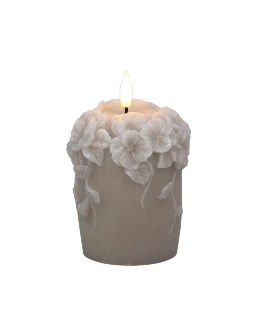 JUNOfires led kaars ledkaars stompkaars bloem bloemen beige timer