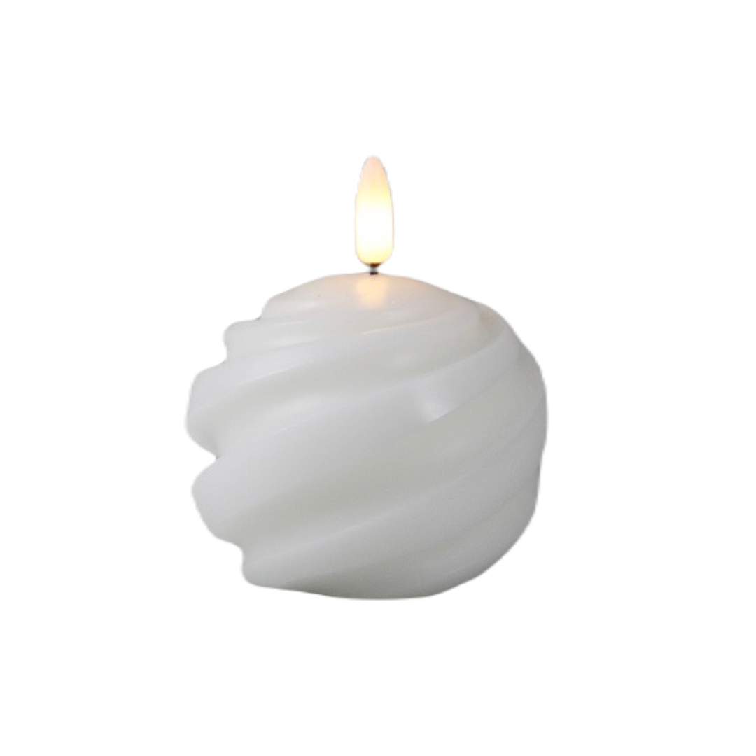JUNO ledkaars led kaarsen ronde swirl wit timer