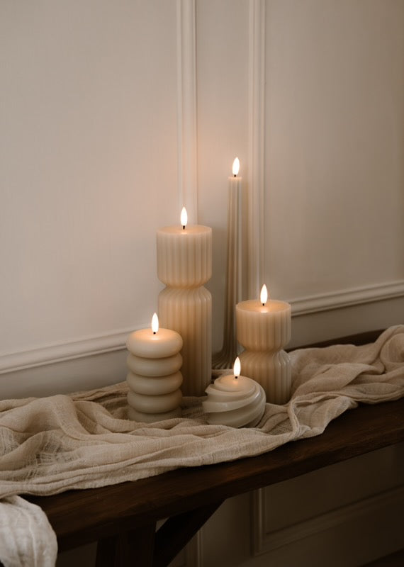 JUNOfiressetbeigeledkaarsenribbelgedraaidorganisch