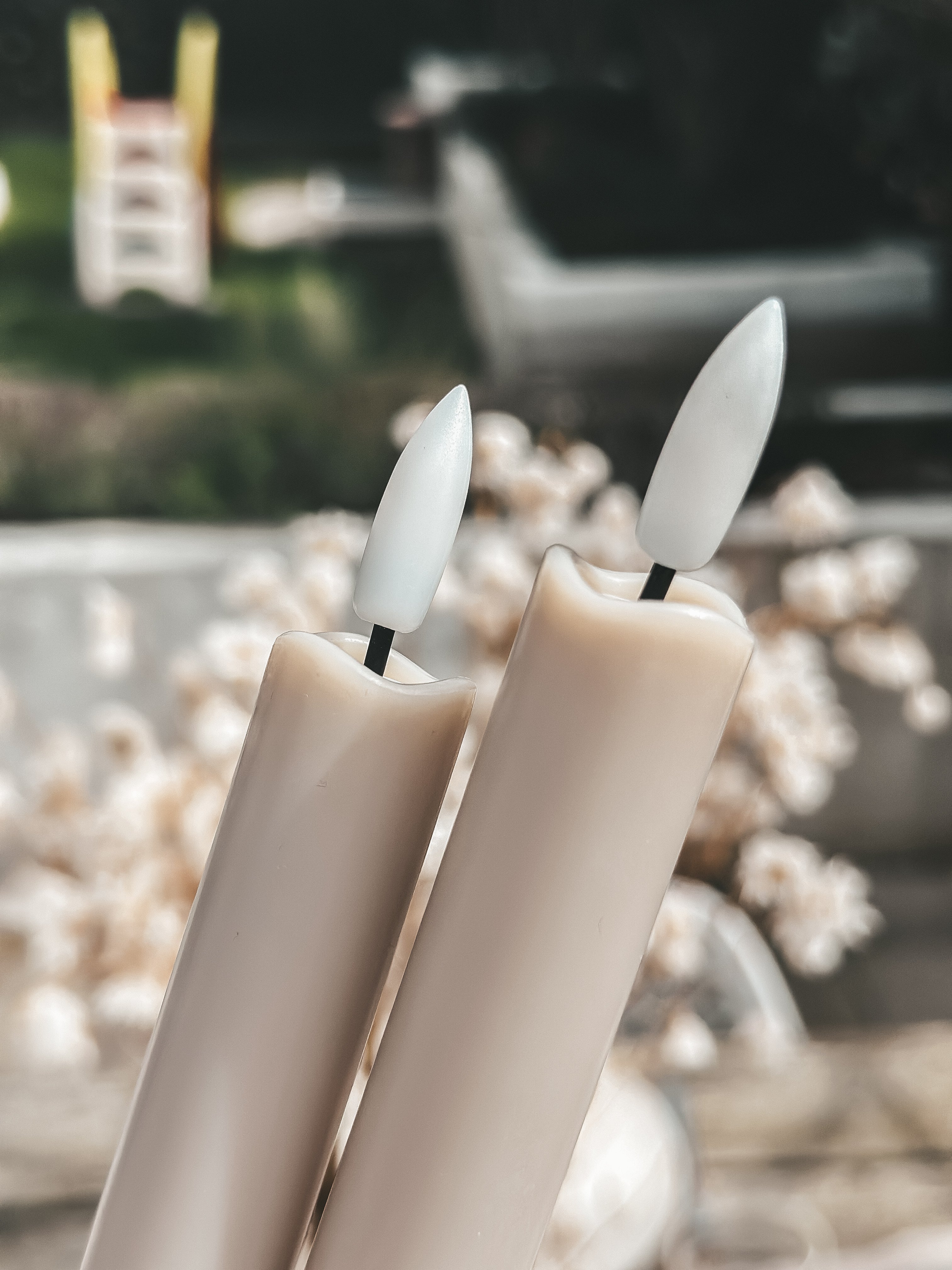 JUNO ledkaars led kaarsen beige set dinerkaarsen buiten plastic timer