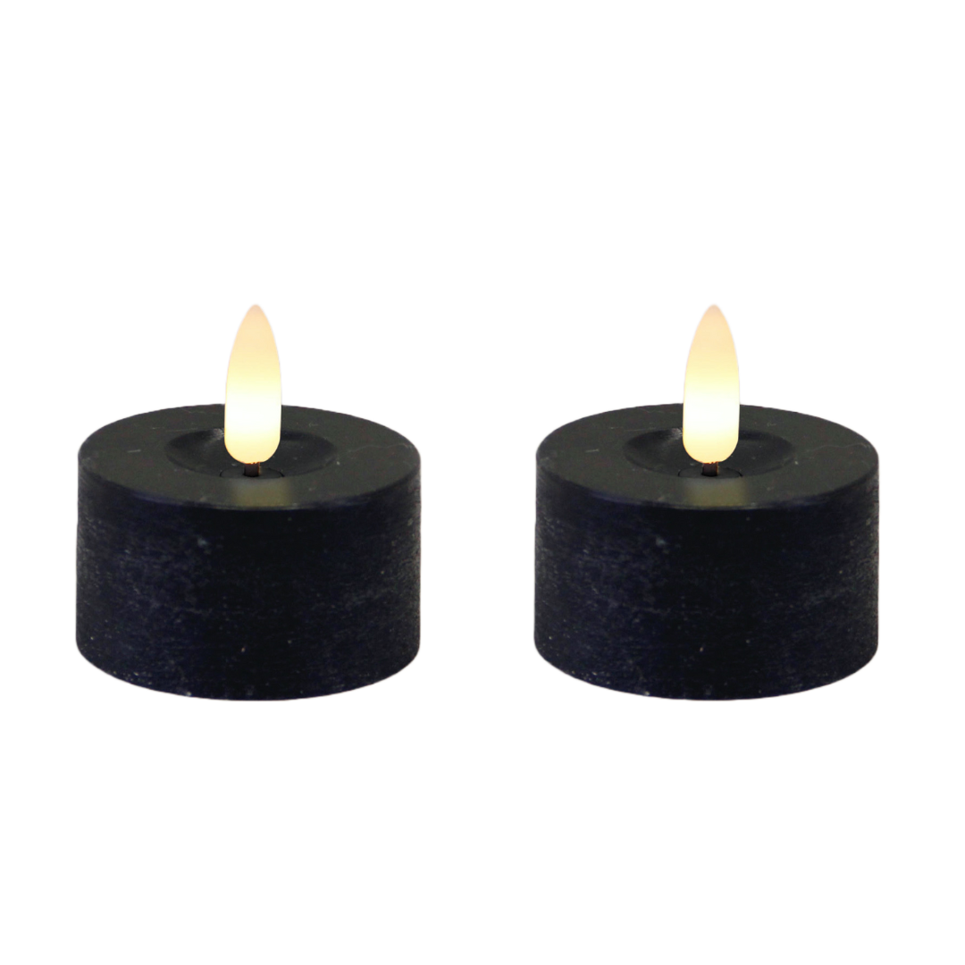 JUNOfires waxinelichten theelichtjes zwart ledkaarsen led kaarsen timer wax