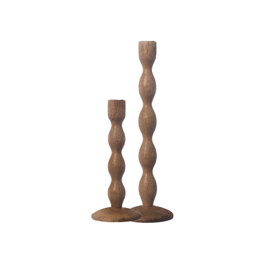 SET 2 KANDELAAR HOUT NATUREL