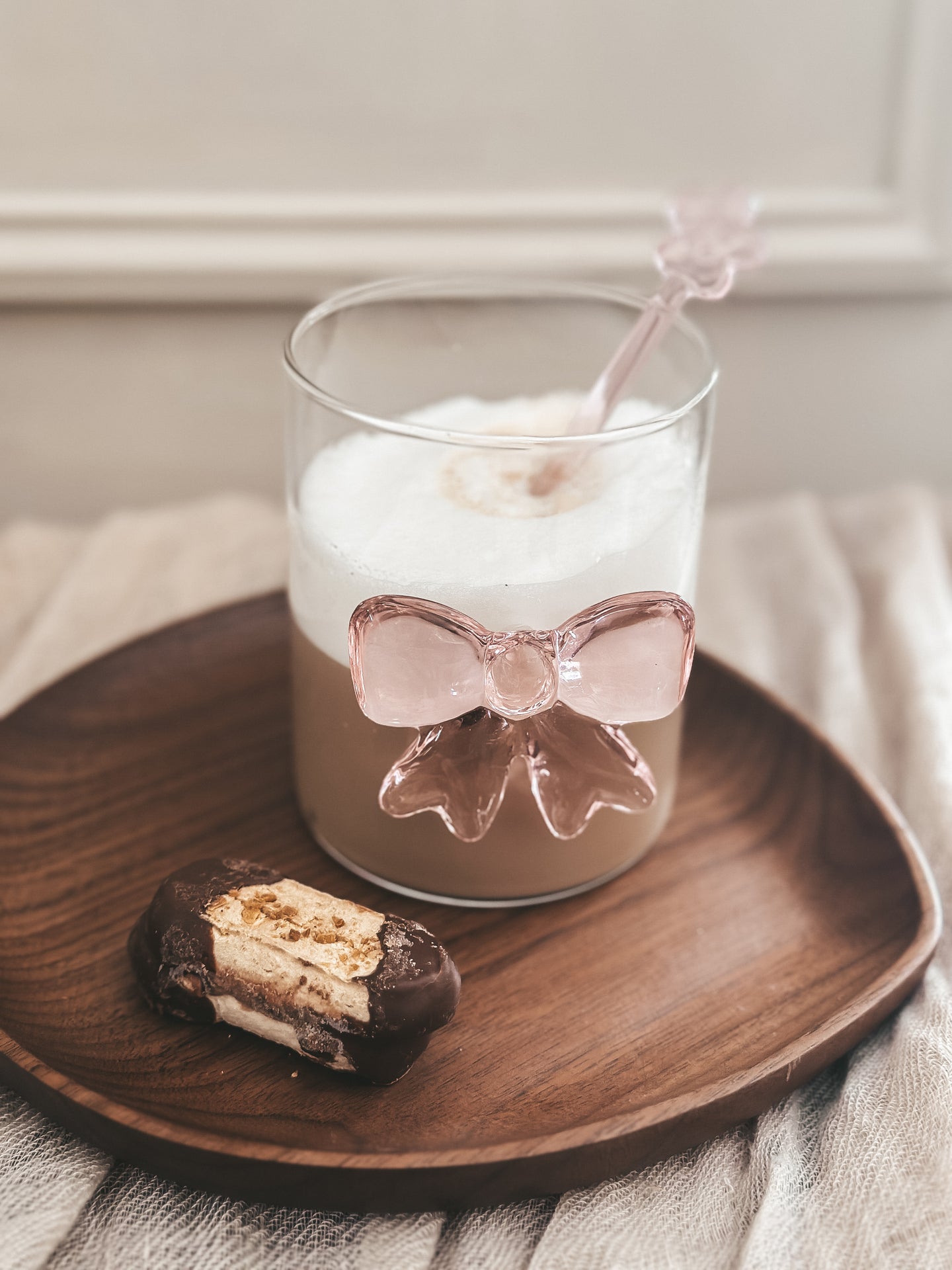 Glas Roze Strik - set van 4