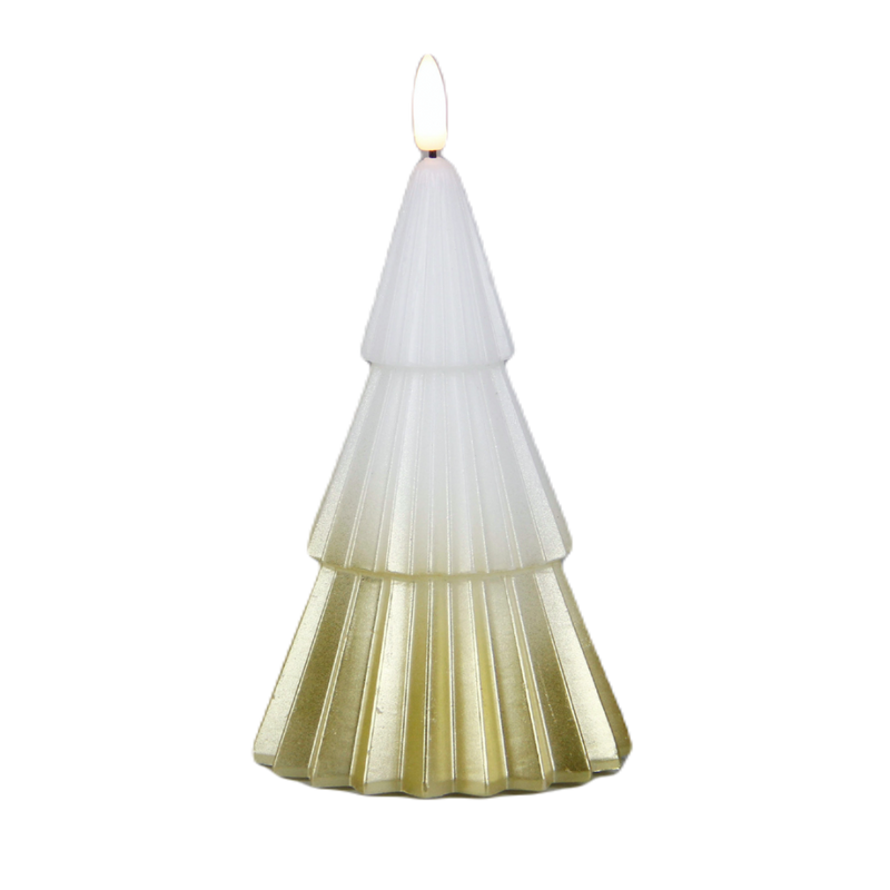 KERSTBOOM KAARS GOUD-WIT