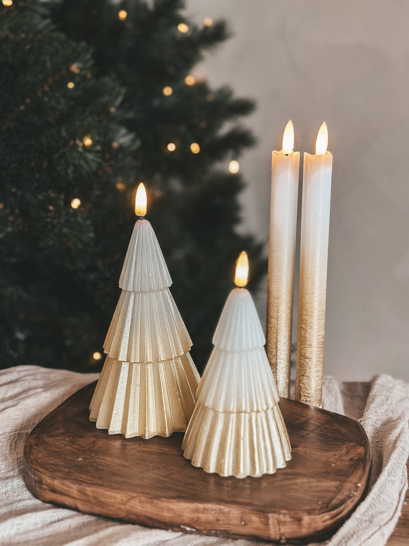 KERSTBOOM KAARS GOUD-WIT S