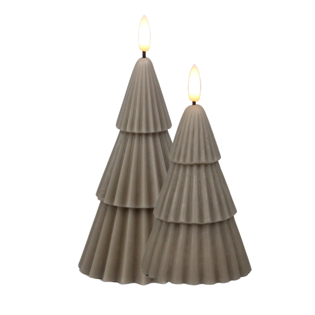 JUNOfires set kerstboom kaars kerstkaars kerst boom led kaars taupe bruin