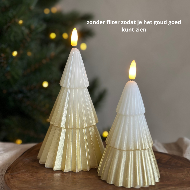 KERSTBOOM KAARS GOUD-WIT